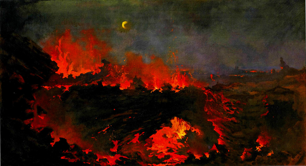 nigra-lux:TAVERNIER, Jules (1844-1899)New Lake‒Volcano of Kilauea1887Oil on canvasPrivate
