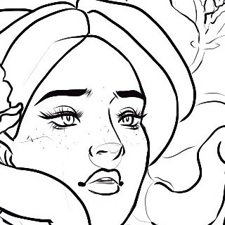 Line art teaser for a big piece I drew of Hesperia. Finished piece looks very much like stained glas