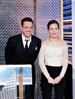 pattinson-mcguinness:  Robert Downey Jr and Emma Watson @ BAFTA LA Britannia Awards 2014 10/30 