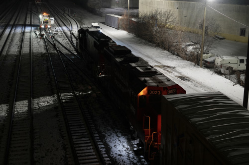 Working on the tracks on a cold night. (photographer: Giles Whitaker)