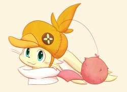 tooncito:    Zaaru as a moogle with the Chocobo