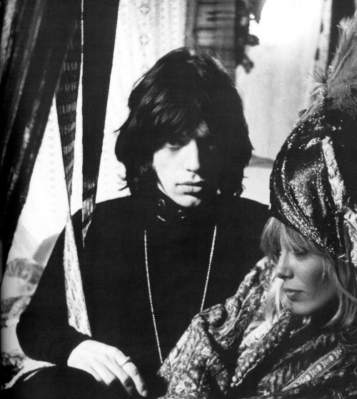 rockerkitten:sister—morphine:Mick Jagger and Anita Pallenberg on the set of Performance, 1968