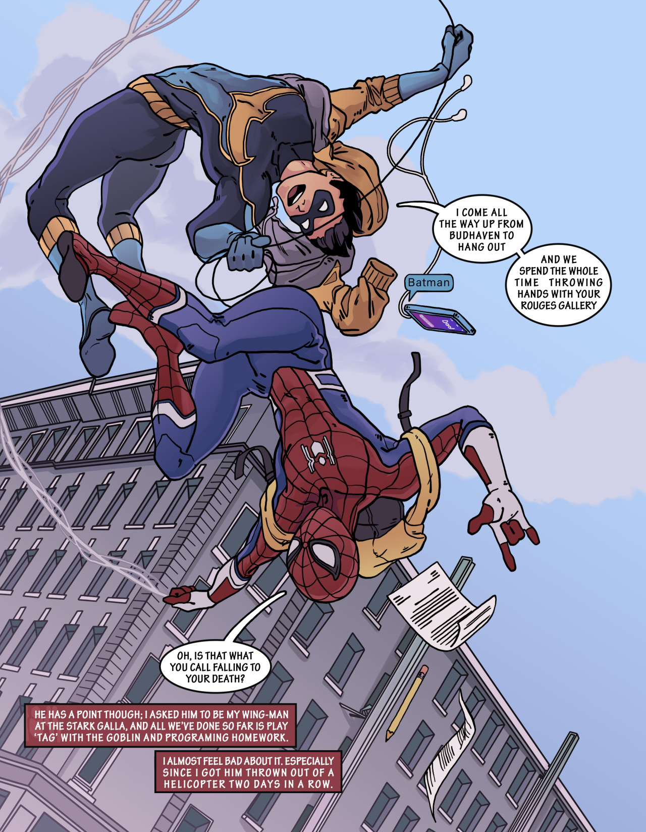 SPIDERMAN AND NIGHTWING: Team Up Y’all have my sister to thank for this one. She’s been bugging me to do a Marvle/DC crossover with Spiderman and Nightwing for months. So I finally got around to it.