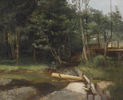 Josef Wenglein  (1845 - 1919)Small Weir on the Stream, 1881