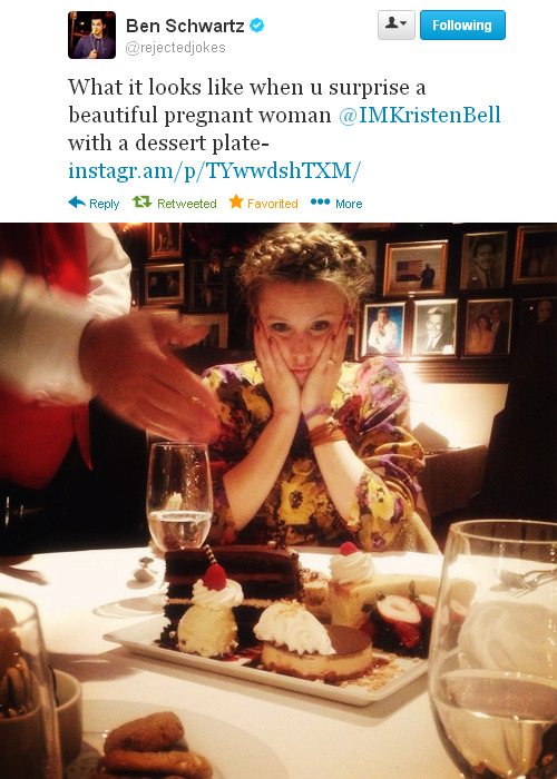 shirlcyjackson:   What it looks like when u surprise a beautiful pregnant woman @IMKristenBell
