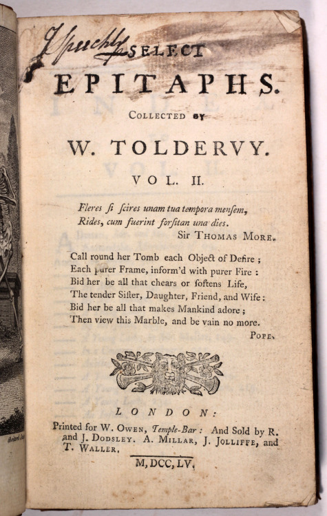 Epitaphs collected by Toldervy 1755