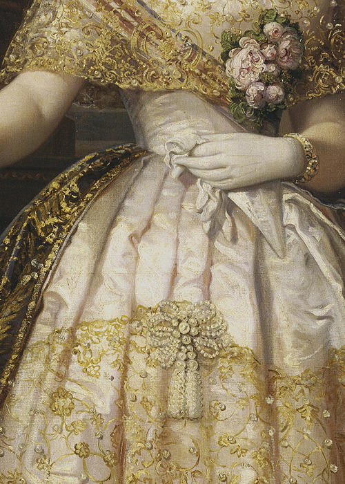 lacedheartt:Dress details.By Federico de Madrazo (Spanish, 1815-1894).
