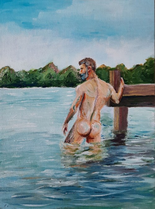 The Lake Oil On Canvas Carton 18 X 24 Cm
