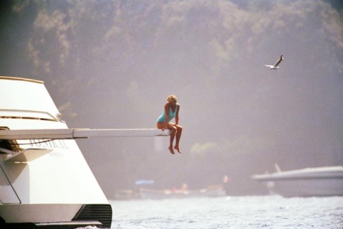historium:  Princess Diana on a yacht in Portofino, Italy, 1997