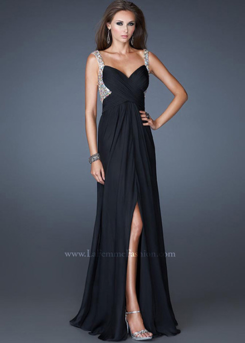 Black long sequin prom dress