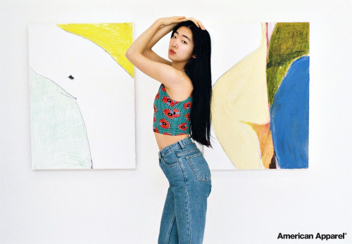 americanapparel:  Yuri in front of a Hiromi Ishida Painting. Japan, April 2014.  Shop the Crop Top by American Apparel: HERE