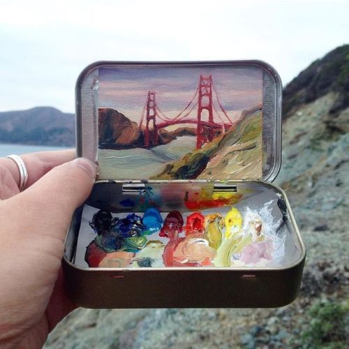 Colorado-based artist Heidi Annalise illustrates hypnotic landscapes inside mint tins, while showcas