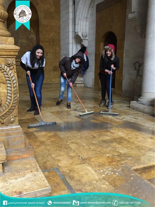 speciesbarocus:In a liberated Aleppo, restoring and cleaning the St. Elijah Cathedral and preparing 