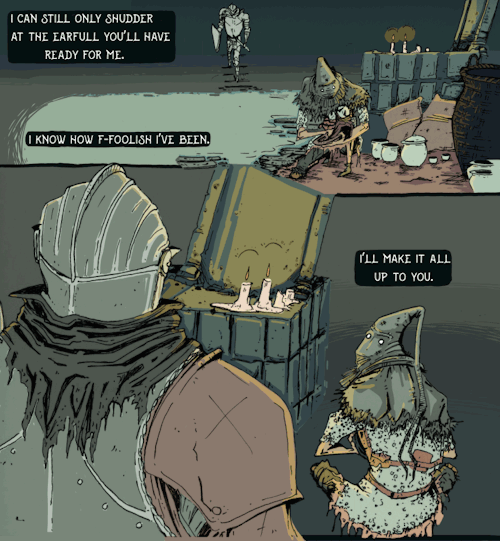 lordranandbeyond:    Old, discolored human bone with several holes bored into it.A woman’s corpse in the Undead Settlement was found clutching this bone. Her name was Loretta.  Here’s the comic for October, featuring Dark Souls III’s Greirat! Please