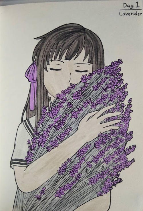 Inktober Day 1: LavenderTohru Honda (Fruits Basket) Lavender symbolises devotion & serenity. It 