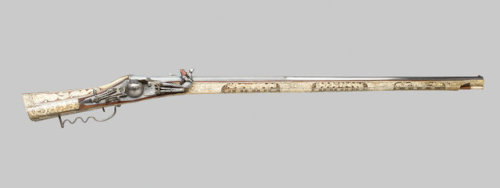 Wheel-lock rifle with secondary matchlock mechanism, 16th-17th century.from the Art Institute of Chi