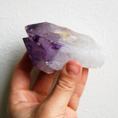 naturalmagics: Large handmade, natural Amethyst smoking pipe. This unique, double pointed crystal st