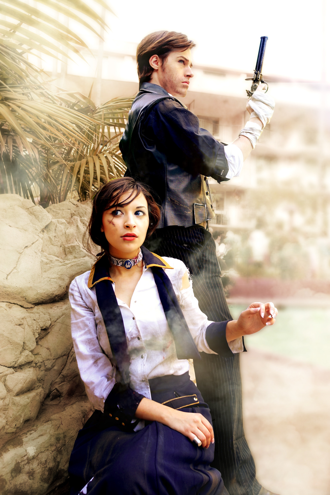 aicosu:  Aicosu as battle damaged Booker Dewitt and Elizabeth from Bioshock Inifite