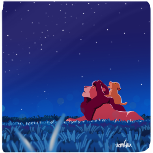 Fan art Lion King[ESP] Papá, somos amigos, ¿no?—Sí.—Y siempre estaremos juntos, ¿no?—Simba, te voy a