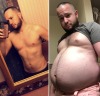 suddenlyfat:This pig has been mindlessly eating for 15 months and ballooned 60lbs in the process… That round, pregnant, beach ball of a gut is going to continue to inflate by the look on that proud fat face on the right. Can’t wait, pig bitch!