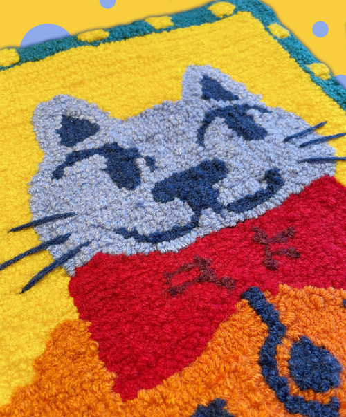 funzos: Cat Portrait hand tufted tapestry, 30x37cm, acrylic yarn, cotton/polyester blend backinginst