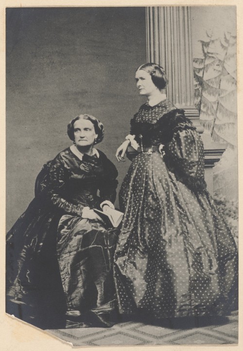 This cabinet card shows Charlotte Cushman with her longtime companion sculptor Emma Stebbins. The tw