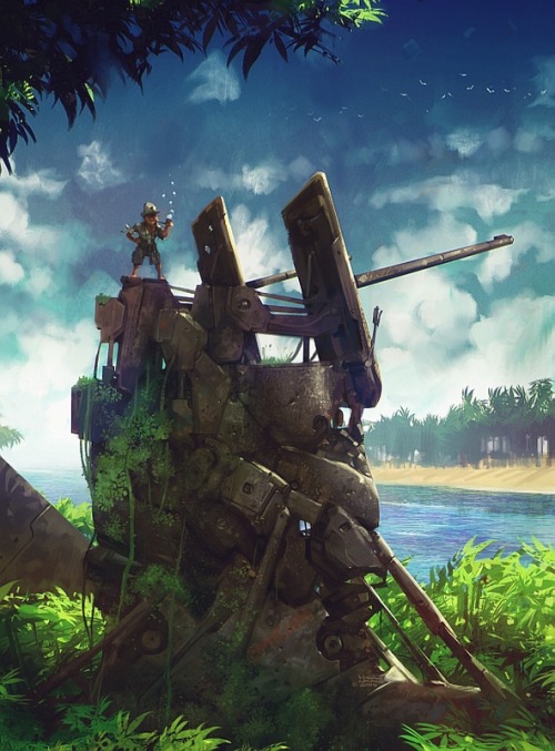 Destroyed warship island castle by MrDreamMore concept art here.