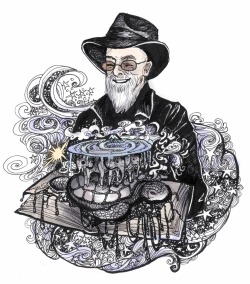 ofpaintedflowers:  Dear Sir Pratchett, I join my voice today to those of all the people you’ve inspired, to speak your name and talk about   how deeply your books affected me. I can’t believe it’s already been a year, I regret tremendously not getting