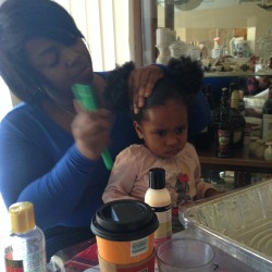 peopleplangodlaughs:  bikonciousnessa:  keeaall:  brownskinnedblair:  meeptoyousir:  The Saga Of: I really hate getting my hair brushed, but there is absolutely nothing I can do about it so I will sit here and make faces until it’s over because crying