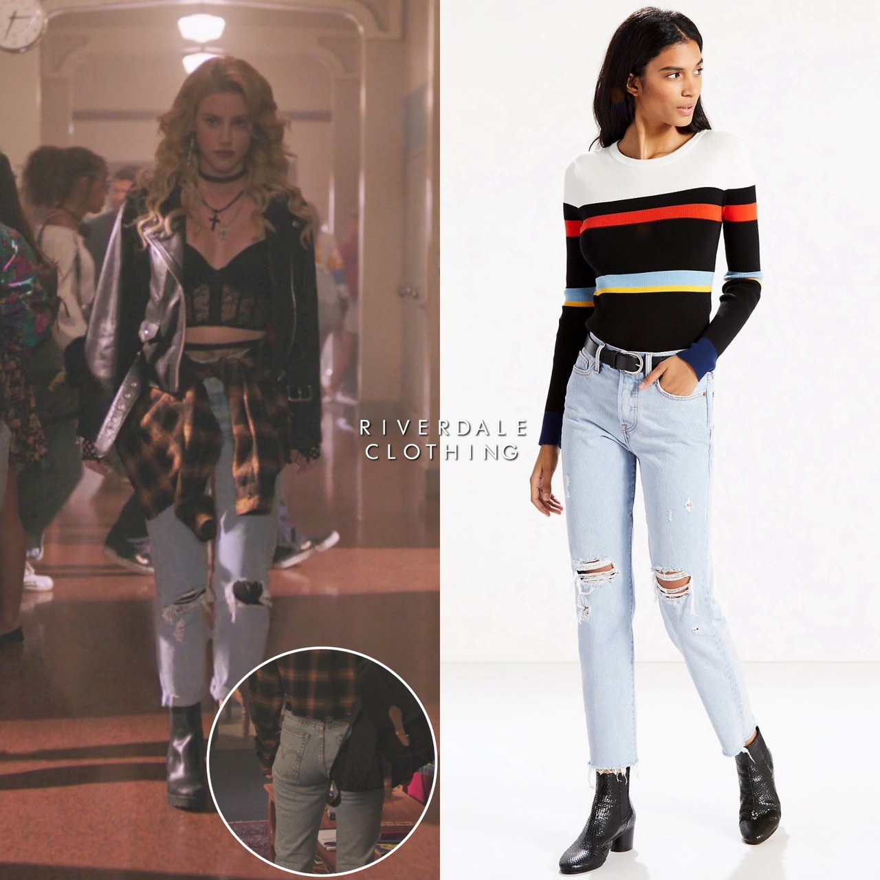 “ Riverdale Episode - S03E04
”
Young Alice Cooper wears a pair of Levi’s jeans (N/A) in Chapter Thirty-Nine: The Midnight Club.
Pictured is a similar style as the exact one is undetermined.