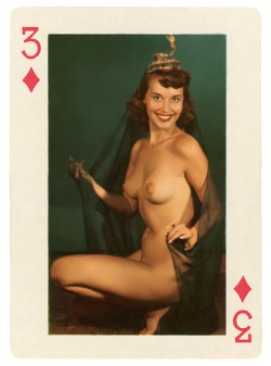 Venus The Body (Aka. Jean Smyle) Poses As The “3 Of Diamonds” For A 50’S-Era
