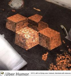 omg-pictures:  Using pennies to tile my bathroom