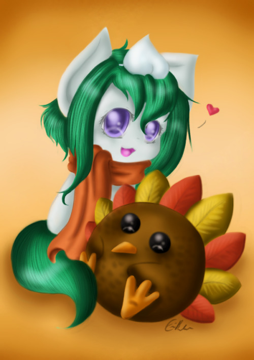 spectralpony:  Roughly two weeks early, but we wish you a very Happy and festive Thanksgiving Season!^0^Oh! What’s that, Mister Gobbles? Mister Gobbles says you need to get some more pie. *nod nod* Preferably pumpkin. ^-^;;  x3