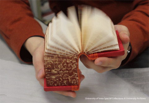 uispeccoll:  Crucial Perimeter is our stunning new book arts acquisition from Islam Aly, one of the first graduates from the University of Iowa Center for the Book’s MFA program.  “I am hoping more people will learn that these historical bindings