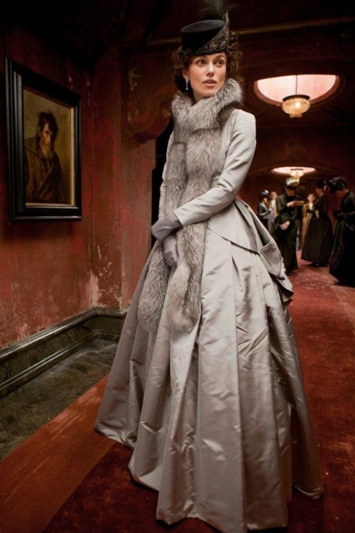 costumeloverz71: Anna (Kiera Knightly) Silver walking dress.. Anna Karenina (2012).. Costume by Jacq