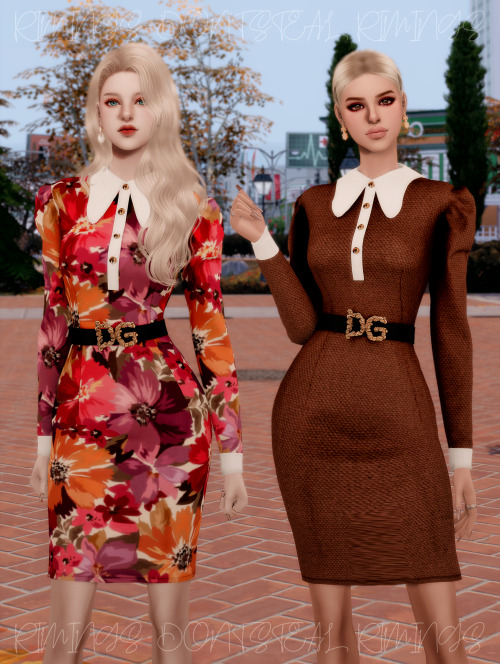 [RIMINGS] Elegance Collar Dress- DRESS- NEW MESH- ALL LODs- NORMAL MAP- 24 SWATCHES- HQ COMPATIBLEDO