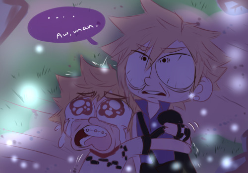 the-chocobros:  Roxas: WHAT THE FUUUUCK PROMPTO!!????! IM TELLING MOOOOOOM!!!!!! Cloud: THERES NO FUCKING WAY—Prompto: AHAHA SICK’EM DUMBLEDORE. Oh go easy on Rox though, he’s fragile.Roxas: Wow, thanks so much man.what do you mean this didn’t
