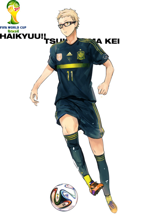 orkaaa:  Haikyuu!! + 2014 world cup! キャラクターのポーズは写真を参考に描きました┏(^^)┛ ユニホームは完全に色合いだけで決めましたので他の意味はまったくありません！ 