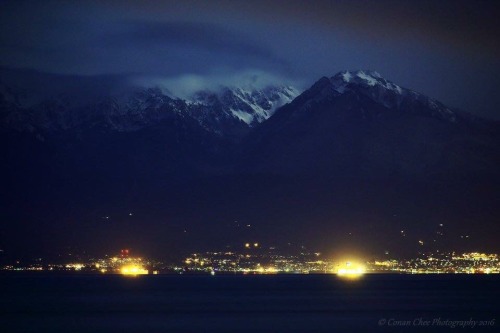 This is a picture of my town from the town across the water in BC , Canada. My town is gorgeous , good ole PNW