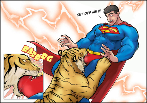 bbcapture: Commission: Supes vs tiger by SuperNicho07076