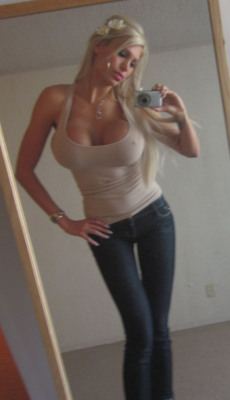 trophyfemales:  Another selfie for man away on business. He was right in suggesting the tits he bought her don’t require a bra to hold them.  look at those fuking udders . fuk