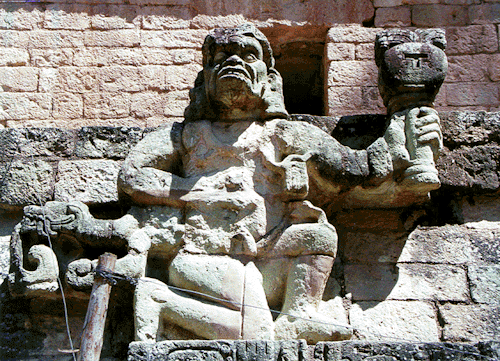 mostly-history:Maya statue (possibly of a howler monkey) outside Temple 11 in Copán(Honduras).In May