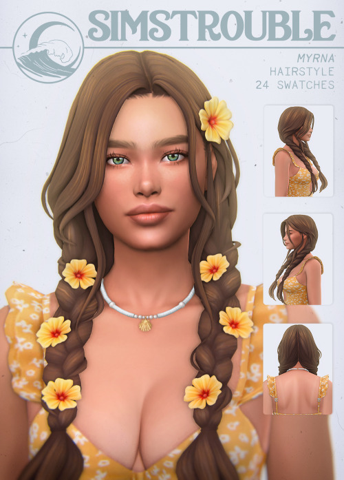 Myrna Hairstyle (4 Versions) By Simstrouble