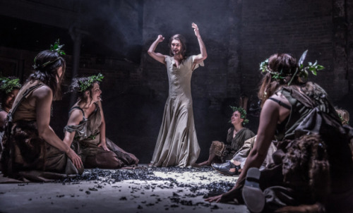 fyeahbroadway:Ben Whishaw as Dionysos and the cast of the Bakkhai at London’s Almeida Theatre