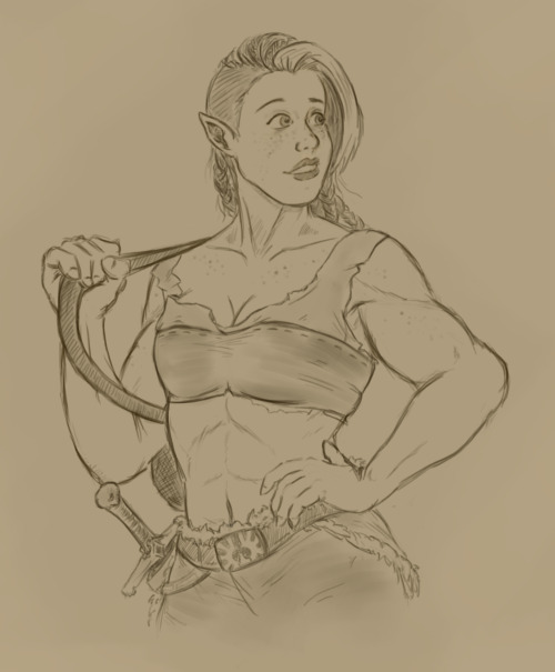 diocletianscabbagefarm:Did this one, a half-elf barbarian, as a little present for a twitter mutualU