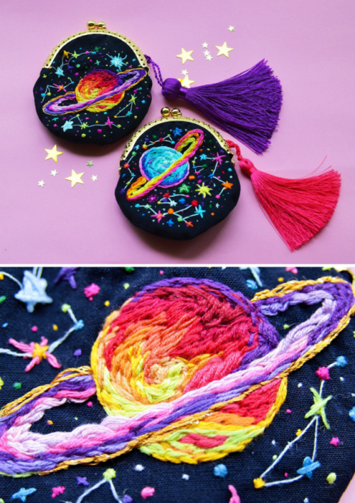 Porn Pics sosuperawesome:  Embroidered Universe Purses,