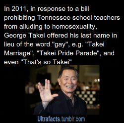 dragondeviant:  ultrafacts:     Sources: 1 2 3 Follow Ultrafacts for more facts     Honestly, who wouldn’t want to be friends with George Takei also don’t forget he gave us this. 