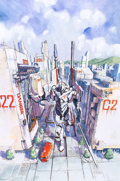 artbooksnat:  Neon Genesis Evangelion (新世紀エヴァンゲリオン) Early Evangelion design and setting proposals illustrated by Yoh Yoshinari (吉成曜) in 1994 and colored by Evangelion character designer Yoshiyuki Sadamoto (貞本義行), from