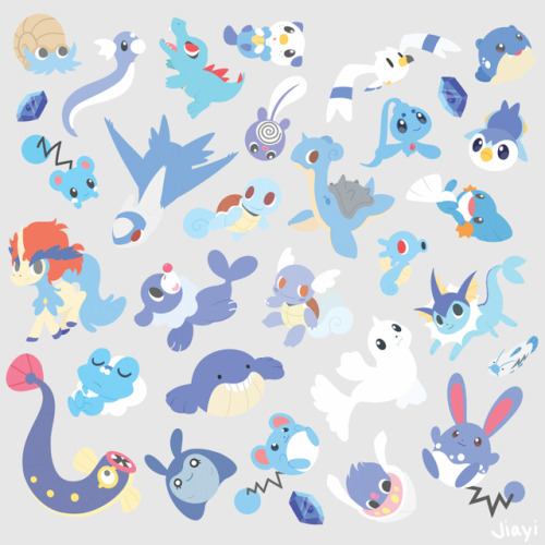 artricahearts:watery pokemon that aren’t all water types