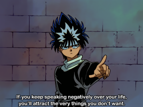 juelzsantanabandana2: Hiei definitely would never said this. Every episode he’s like “eat shit and d